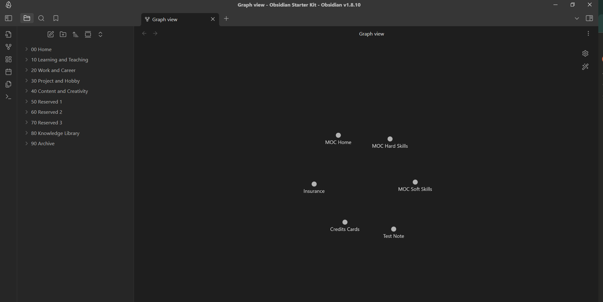Obsidian Starter Kit - Clean Graph View and Organized Folder Structure